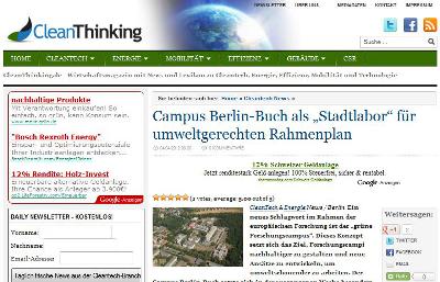 Cleanthinking Energieblog Energie-Blogger Screenshot des Energieblogs Cleanthinking