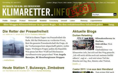 Klimaretter Energieblog Energie-Blogger Screenshot des Energieblogs Klimaretter.Info