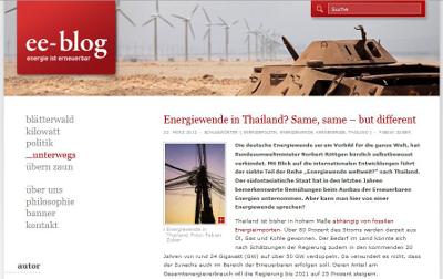 Screenshot des Energieblogs ee-blog