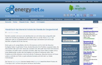 Screenshot vom Energieblog energynet