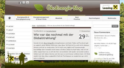 Screenshot des Energieblogs ÖkoEnergie-Blog